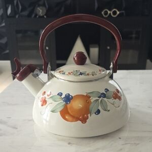 Corelle Floral Fruit Enamel Teapot with Fruit Design